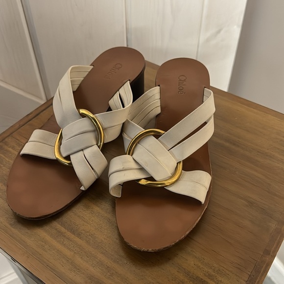 Chloe Rony Heeled Sandal in Color Cloudy Size 38 - Picture 3 of 12